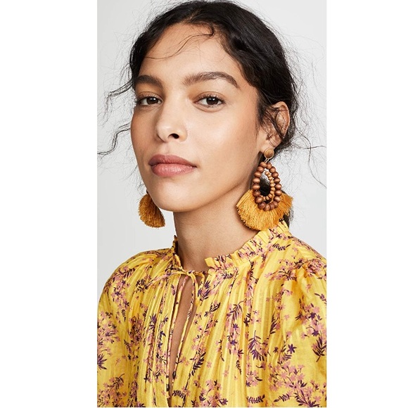 🆕 Shashi Rio Fringe Earrings in Yellow - Picture 2 of 3